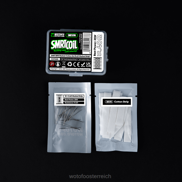 rpm Mesh-Baumwoll-Set 0,6 Ohm Mesh + Baumwolle Wotofo SMRT - Wotofo Österreich 42F2Z365